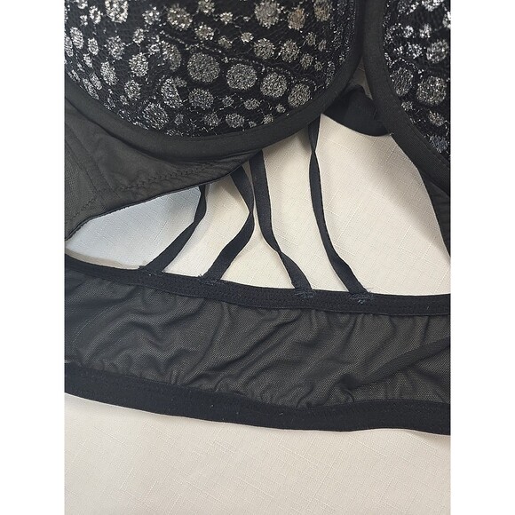 Cacique Boost Plunge Bra Seriously Sexy Metallic Black And Silver Sparkle 42D - Picture 10 of 10